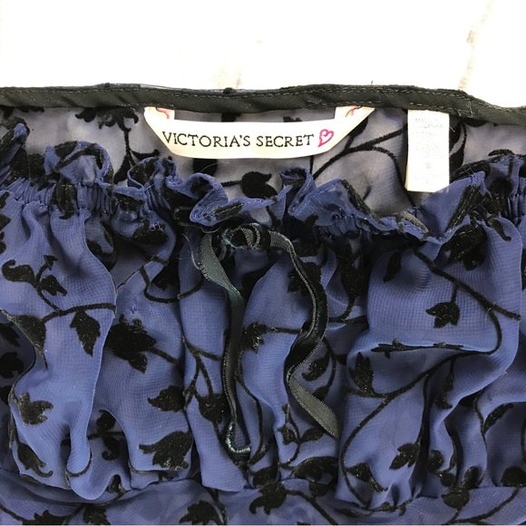 Vintage RARE Velvet‎ Burnout Victoria’s Secret Milkmaid Slip dress Sapphire Blue - Picture 4 of 9